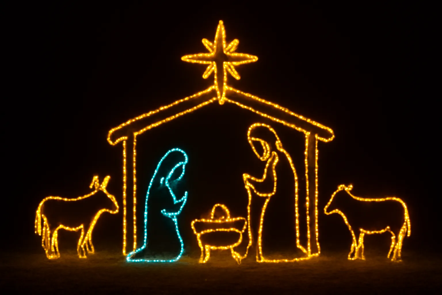 christmas lights nativity set